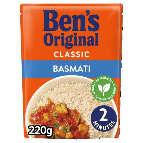 Ben's Original Basmati Microwave Rice, Bulk Multipack 6 x 220 g pouches - £5.94 / £5.35 with Subscribe & Save @ Amazon