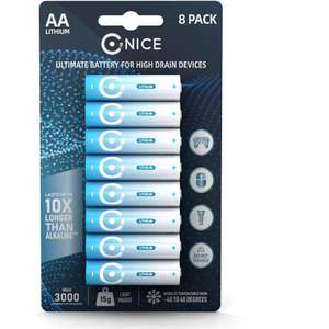 Nice Power AA Lithium Batteries (High Powered Device Batteries) - 8 Pack