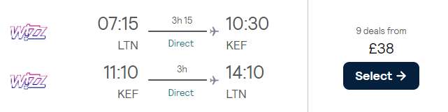 Direct Return Flights to Reykjavik, Iceland from Luton - Departs 7th November / Return 11th November - £38.97 (Hand Luggage)
