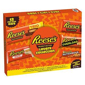 Reese's Peanut Butter Lovers 12 Bar Gift Box, Milk and White Chocolate Full Size Bars, 550g £9.10 at Amazon