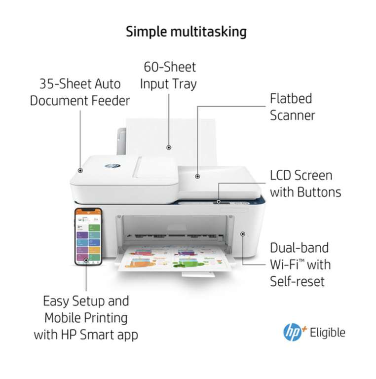 HP DeskJet Plus 4130e All-in-One Wireless Inkjet Printer & 9 MONTHS Instant Ink with HP+ £40 free delivery @ Currys