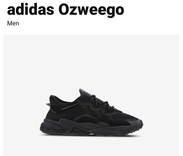 Adidas OZWEEGO black mens trainers £59.99 + Free Shipping for members @ Foot Locker