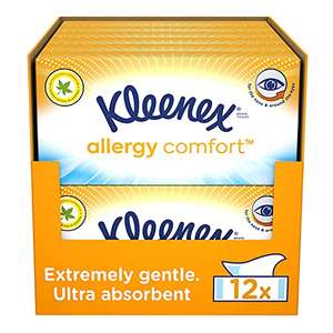 Kleenex Allergy Comfort Tissues - Pack of 12 Tissue Boxes £18.90 / £17.01 Subscribe & Save + 25% Voucher on 1st S&S @ Amazon