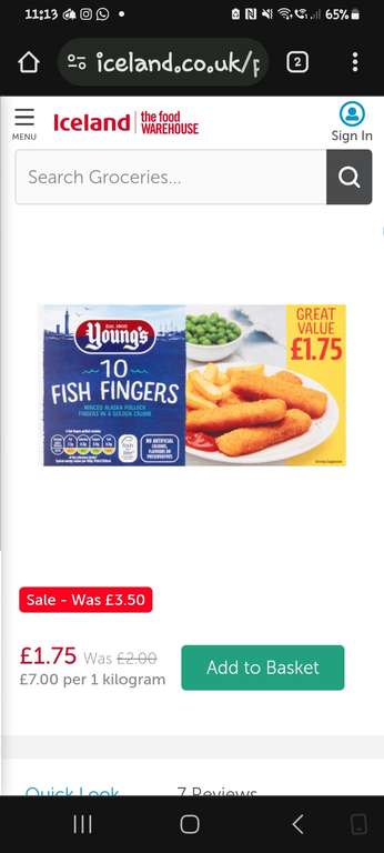 Young's 10 Fish Fingers 250g
