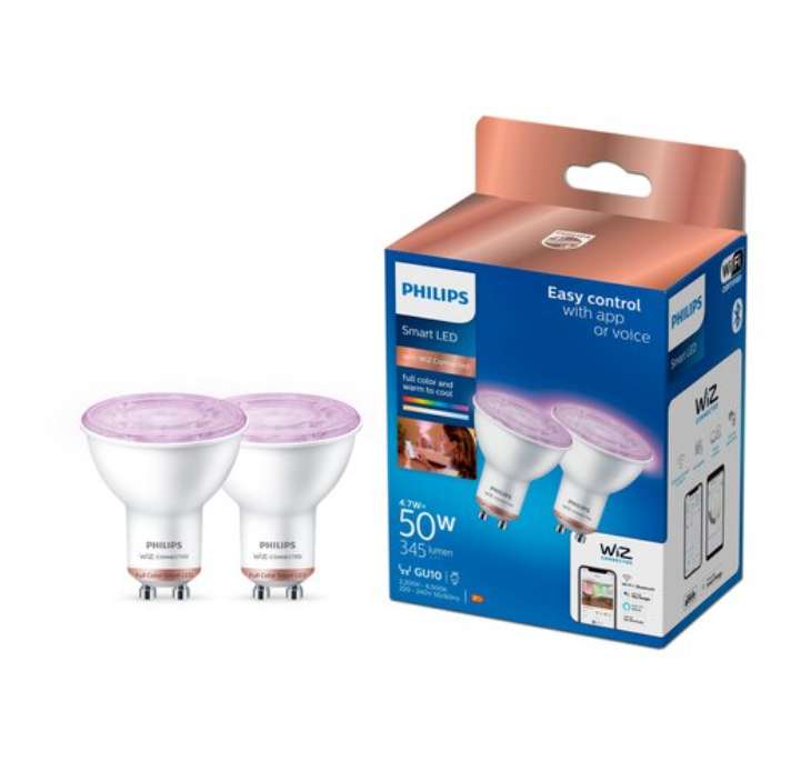 Philips twin pack Full Colour GU10 smart bulbs - Clubcard price