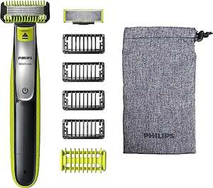 Philips OneBlade Hybrid Body and Face Stubble Trimmer with 4 x Lengths, 1 Extra Blade and Travel Pouch