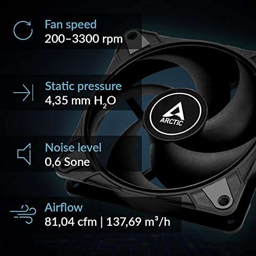 Arctic P12 PWM MAX 3300rpm 120mm PC Fan - £8.99 sold by ARCTIC GmbH and Fulfilled by Amazon