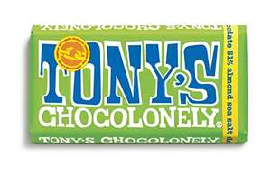 Tony's Chocolonely Dark Almond Sea Salt Chocolate Bar - 180g Belgian Fairtrade Chocolate, Gift, 51% Cocoa, Vegan