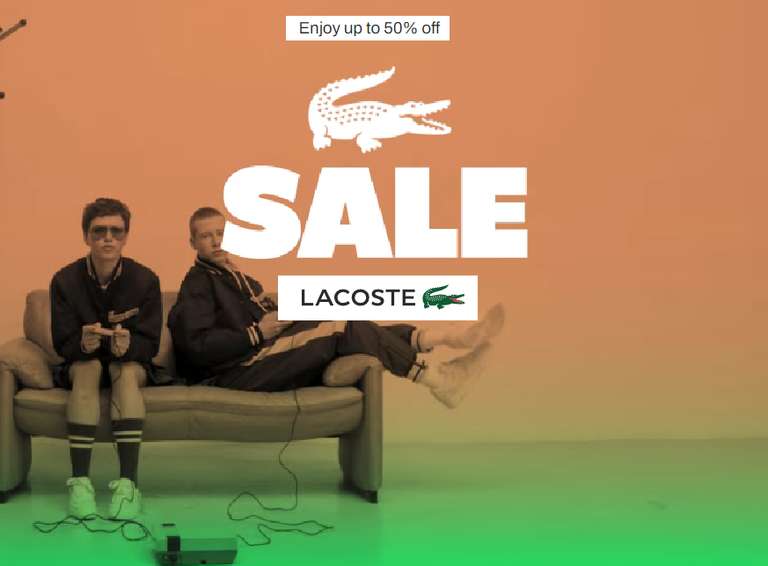 Up to 50% off the Summer Sale Delivery £4.95 Free on £99 Spend + Free Returns @ Lacoste