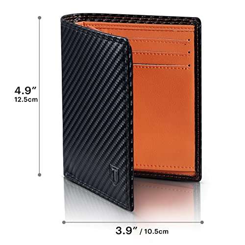TEEHON Wallets Mens RFID Blocking Carbon Fibre Leather Wallet with Zip Coin Pocket W/Voucher - Sold by GEERUO TRADING CO., LTD FBA