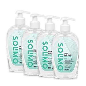 Amazon Brand - Solimo Hypoallergenic Liquid Hand Soap, for Sensitive Skin, 500ml (Pack of 4), Unscented - £4.53 S&S