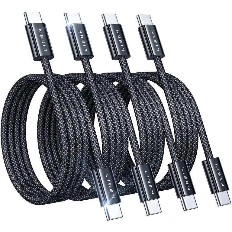 LISEN 60W USB C Cable, 4-Pack [0.5M+1M+2M+2M] USB C to USB C Cable w/code sold by NoneSTOP