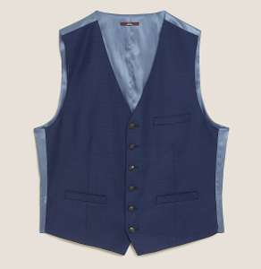 Blue Tailored Fit Wool Rich Waistcoat - £10 (Free Click & Collect) @ Marks & Spencer
