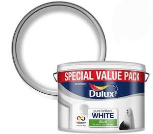 Dulux Pure Brilliant White Emulsion Paint (Silk or Matt) 7.5L now £15 with Free Click & Collect @ Wilko