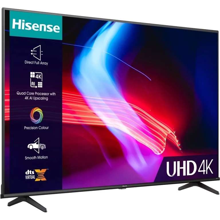 Hisense 4K Ultra HD DLED Smart TV | 50" 50A6KTUK - £231.20 / 55" 55A6KTUK- £259.20 - W/Code Via App | Sold by Marks Electrical (UK Mainland)
