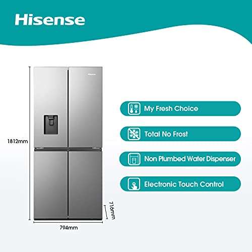 Hisense RQ560N4WCF Freestanding American Fridge Freezer Cross Door, No Frost, 454 liters, Stainless Steel or Black £549.99 @ Amazon