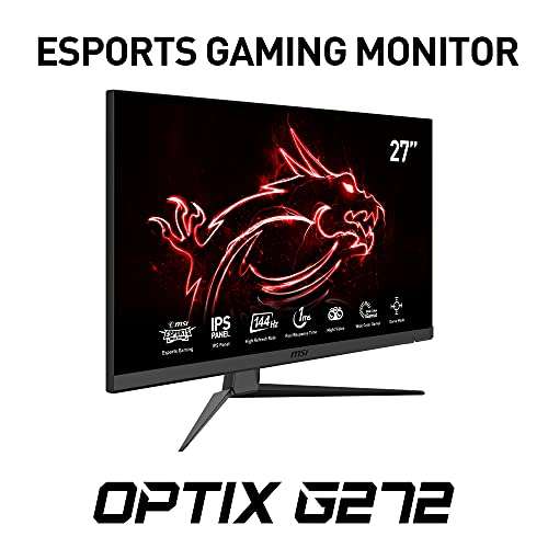 MSI Optix G272 Esports Gaming IPS Monitor - 27 Inch, 16:9 Full HD (1920 x 1080), IPS, 144Hz - £149 @ Amazon