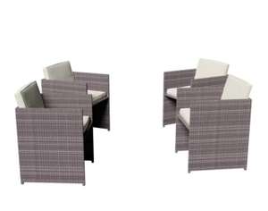 4 Dark Grey Rattan Cube Garden Dining Chairs - Fortrose - Open Box
