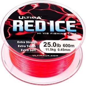 ULTIMA Red Ice Strong Hi Vis Sea Fishing Line, Size 25