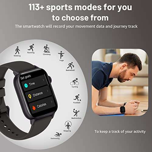 FIUGUOO Smart Watch (Answer/Dial Call) Fitness Tracker,1.85"HD Large Scree £25.49 @ Dispatches from Amazon Sold by AMAZFIT EU