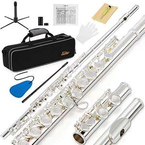 Eastar Open/Close Hole C Flute 16 Keys Silver Plated Flute Musical Instrument Beginner Flute Set - £78.99 with code + voucher @ xutuo/Amazon