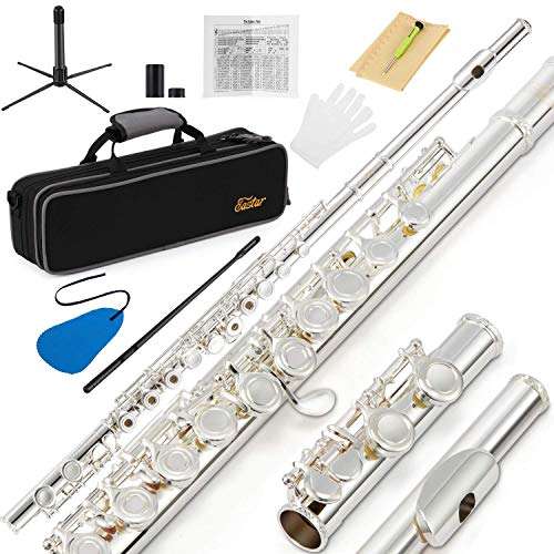 Eastar Open/Close Hole C Flute 16 Keys Silver Plated Flute Musical Instrument Beginner Flute Set - £78.99 with code + voucher @ xutuo/Amazon