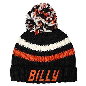 TeddyTs Personalised Boy's Striped Chunky Knit Bobble Hat with Pom Pom (2-6 Years) - sold and dispatched by TeddyT's