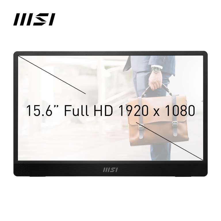 MSI PRO MP161 15.6 Inch Full HD Portable Monitor - 1920 x 1080 IPS Panel, 60Hz, Eye-Friendly Screen