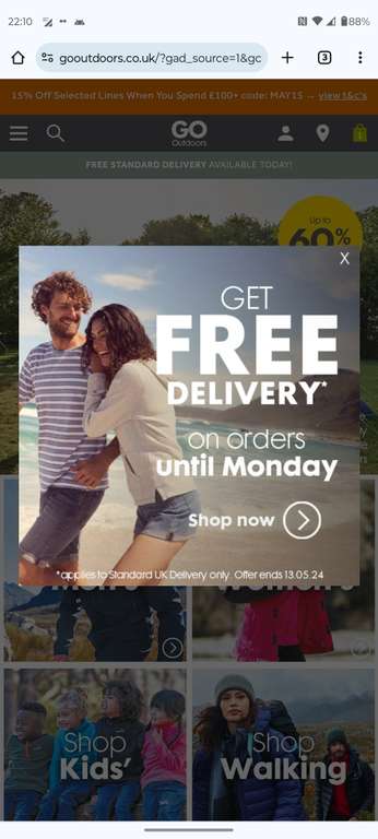Free delivery until Monday