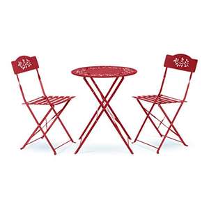 Alpine Corporation Indoor/Outdoor 3-Piece Bistro Set Folding Table and Chairs Patio Seating, Red