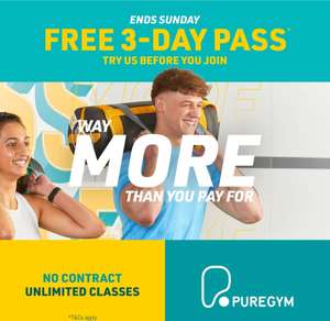 Free 3 Day Pass With Promo Code at PureGym