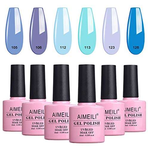 AIMEILI Gel Nail Polishes Blue Gel Polish Set Soak Off UV LED Nail Salon Set Gel Varnish Manicure Set - £11.22 @ Amazon
