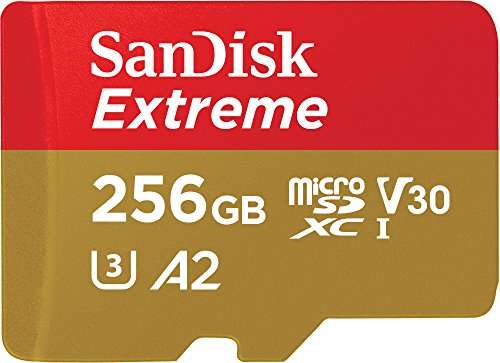 256GB - SanDisk Extreme microSDXC up to 190MB/s, with A2 App Performance, UHS-I, Class 10, U3, V30