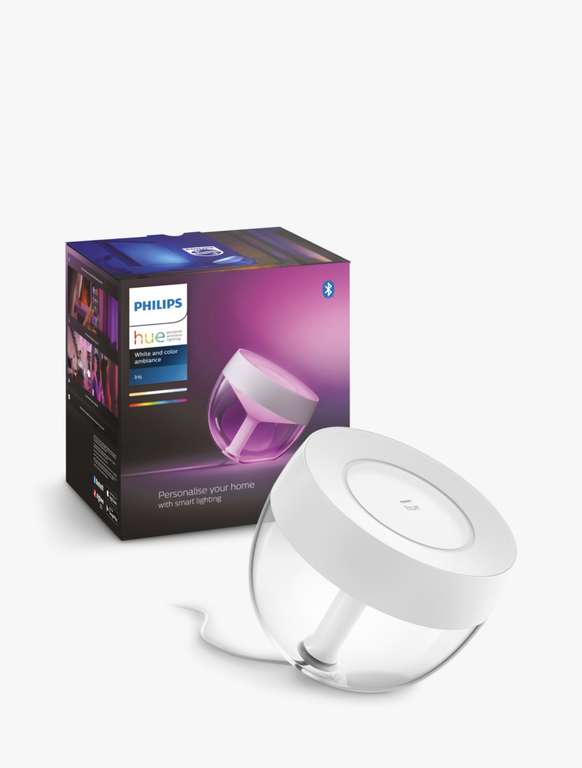 Philips Hue Iris White and Colour Ambiance Table Lamp Smart Lighting [White] with Bluetooth.