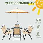 Outsunny 8 Pieces Dining Set - Parasol, table and 6 chairs £203.99 sold and FB MHSTAR @ Amazon