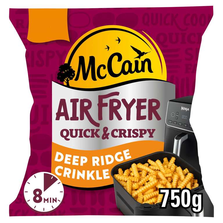 McCain Air Fryer Quick & Crispy French Fries/Deep Ridge Crinkles Fries 750g