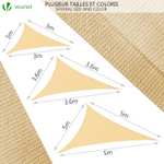 VOUNOT Sun Shade Sail Canopy Triangle 3.6x3.6x3.6m with Fixing Kit (Ivory)