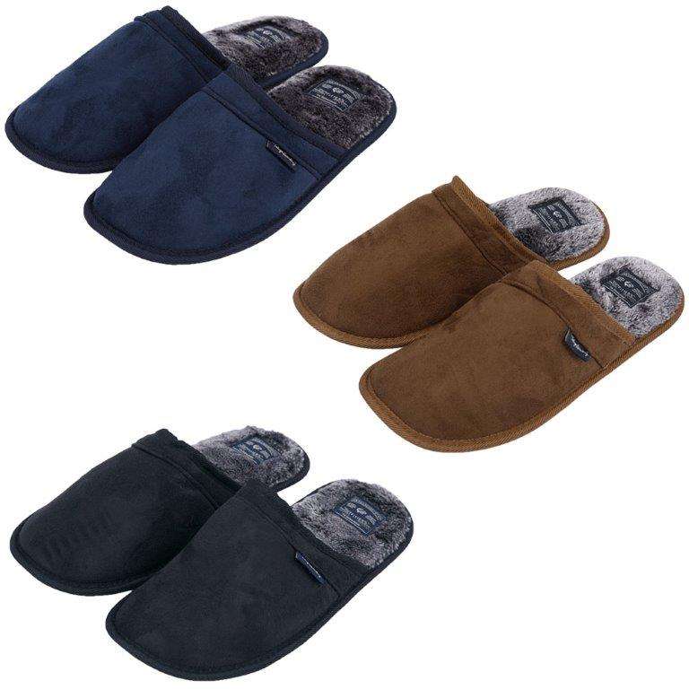 Men’s Faux-Suede Mule Slippers with Faux Fur Lining (in 3 colours) for £7.64 with code Delivery is £2.49 at Tokyo Laundry