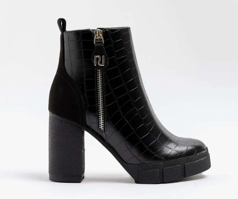 River Island Womens Ankle Boots Black Wide Fit Side Zip shoes £10 + free delivery @ Riverislandoutlet Ebay