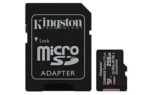 Kingston Canvas Select Plus microSD Card SDCS2/256 GB Class 10 (SD Adapter Included) £13.47 @ Amazon