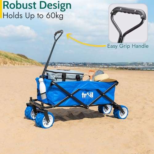 Folding Beach Trolley Cart/Camping Festival Wagon with wide wheels Sold by TII Brands, Devon UK