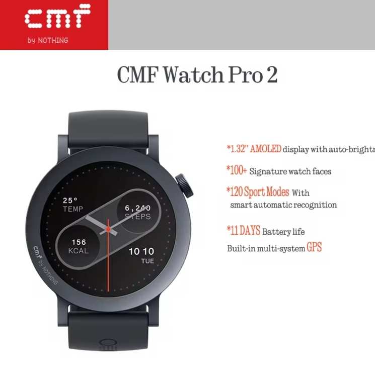 Nothing Watch Pro 2 Smartwatch with 1.32’’ AMOLED Display Bluetooth Calls GPS with coupon sold by Vertex Tech Store