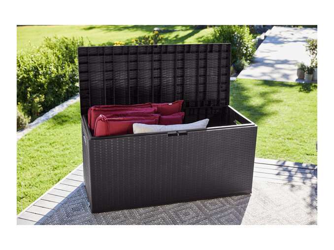LIVARNO HOME Garden Storage Box circa 350L capacity, with 2 wheels, side carry handles & padlock fixture - £34.99 - pickup in store @ Lidl