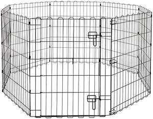 Amazon Basics Foldable Octagonal Metal Dog and Pet Exercise Playpen, With door, 30 inch (76.2 cm), Black