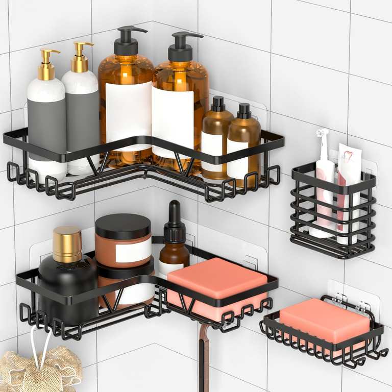 KEGII Shower Caddy Corner - 4-Piece Shower Shelf with Soap Dish & Toothbrush Holder Sold by KEGIITECH / FBA