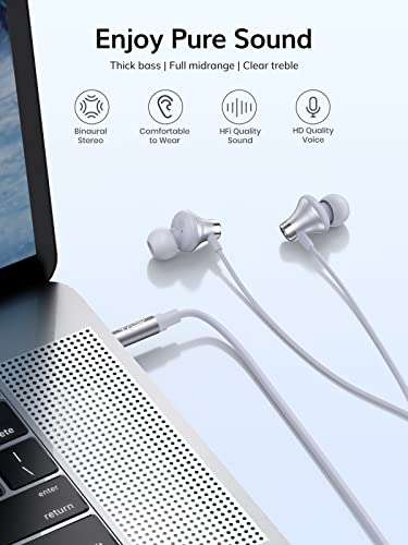 TOPK Earphones Wired, In-Ear Headphones Earphones with Microphone, Bass 3.5mm £2.99 With Voucher, Dispatched By Amazon, Sold By TOPK Direct