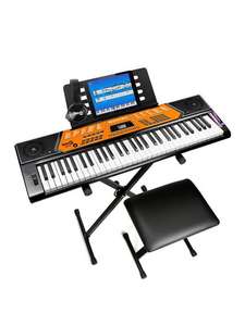 RockJam 6150 61-Key Keyboard Piano Kit with Pitch Bend, Keyboard Bench, Digital Piano Stool, Lessons and Headphones - Free C&C Delivery