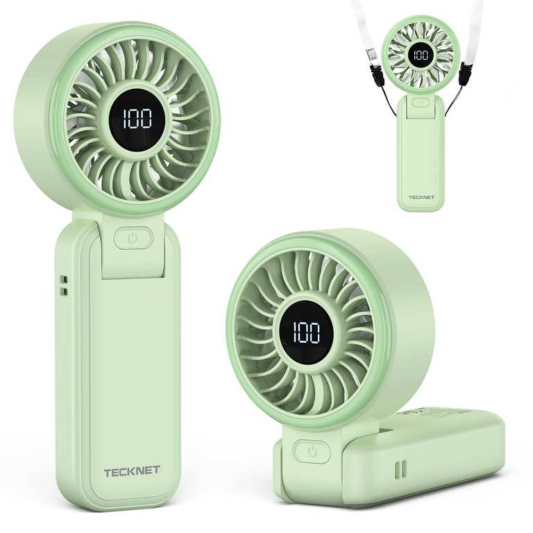 2 x TECKNET Handheld Fan with 5000mAh, USB Portable Hand Held with LED Display Sold By Tecknet Via Haul With 5% Off At Checkout