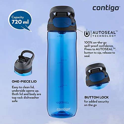 Contigo Cortland Autoseal Water Bottle, 750ml (Monaco Grey / Smoke Grey) - £7 @ Amazon