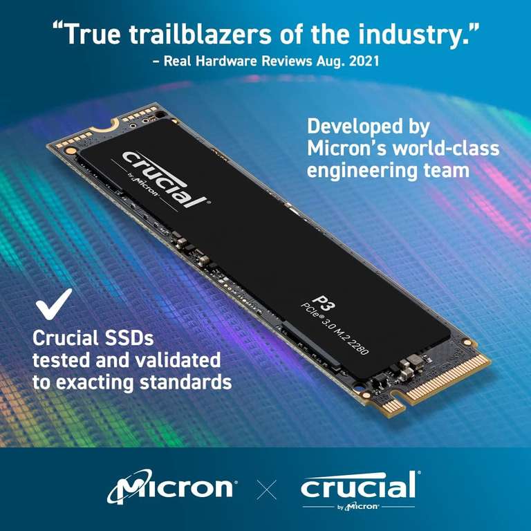 Crucial P3 2TB 3.0 NAND NVMe PCIe M.2 SSD - w/code (UK Mainland) - Ebuyer